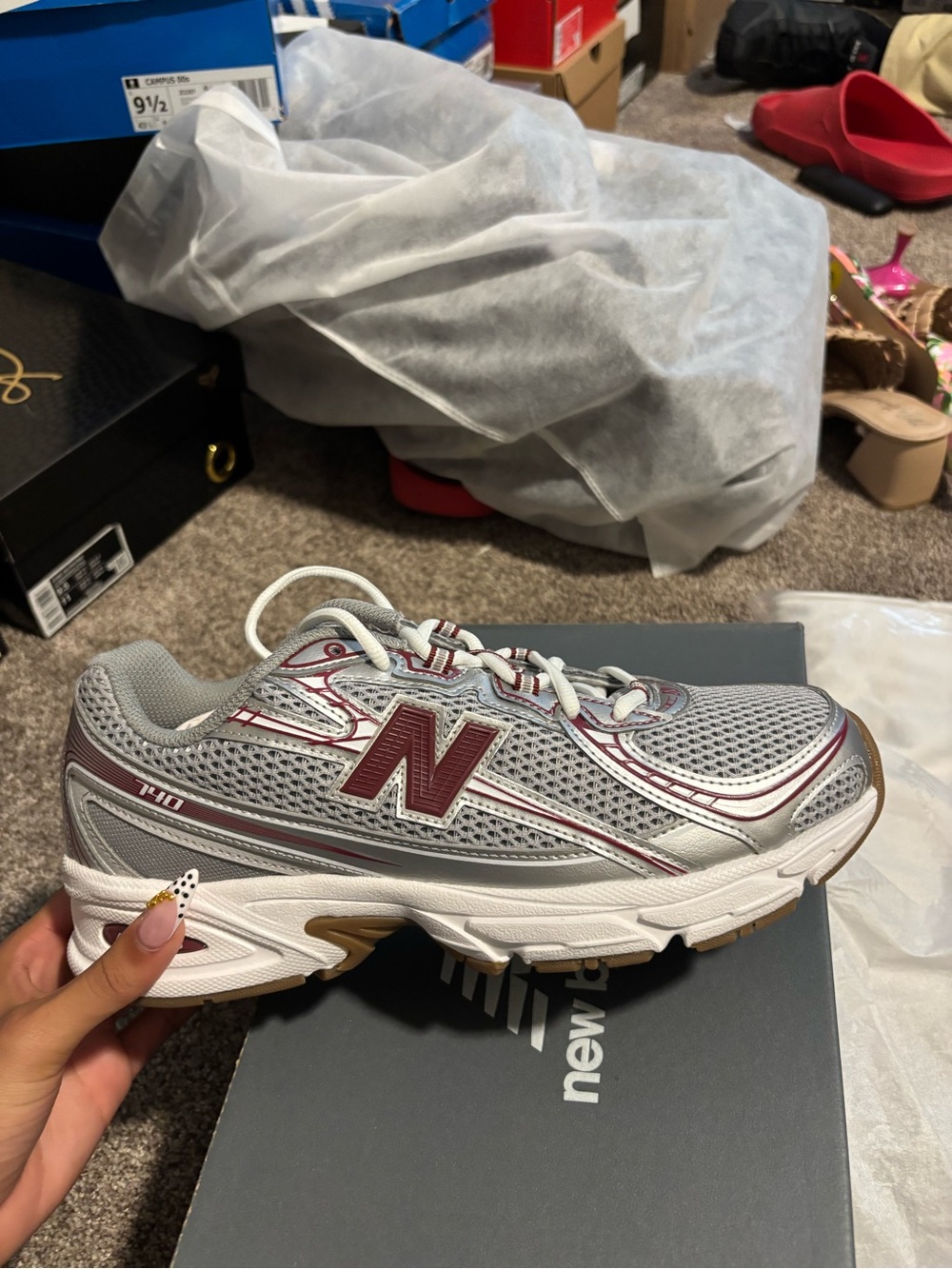 New Balance Grey & Burgundy 710 Mesh Trainer